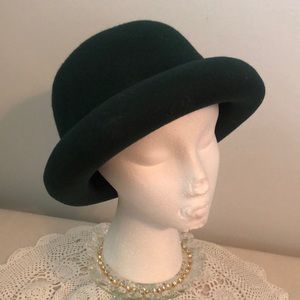 Green wool bucket dress hat